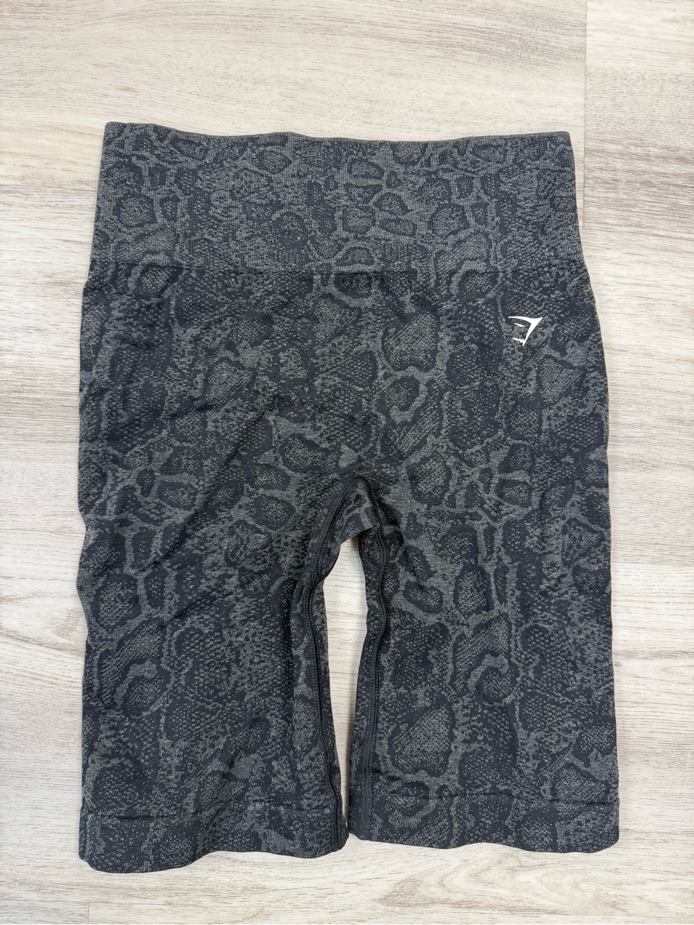 Gymshark Woman’s High-Waist Dark Gray Snake Print Bike Shorts